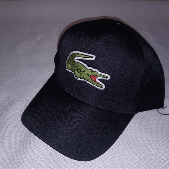Black Lacoste Solid Cotton Baseball Cap NEW Black Lacoste Hat - Picture 2 of 5
